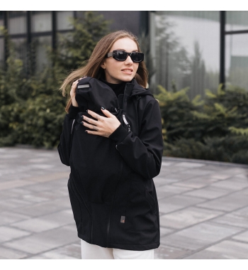 Слінгокуртка, куртка для вагітних Softshell 4 в 1 Чорна